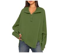 Women's Hooded Sweatshirt, Sports Jacket, Long Sleeve, Lapel Collar with Button Slit Casual Loose Fit Pullover Passe-Partout Chic and Elegant Asymmetrical Sportwear Streetwear