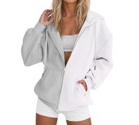 Women's Hooded Sweatshirt with Pockets, Two-Tone Patchwork Cardigan, Sweatshirts, Lightweight Hoodie, Oversize Jacket, Mid-Season Comfortable Sweaters, Vests and Sweatshirts Sports Casual Hoodies, #01