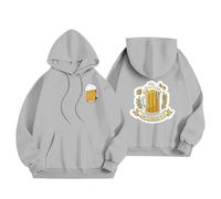Women's Hoodie Beer Print Back and Front Hoodies Women's Oktoberfest Sweatshirts, Vests and Sweatshirts Long Sleeve Sweatshirts Autumn Winter Warm Hoodie Oversized Pullover Sport Casual, #01-grey, 5XL