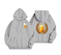 Women's Hoodie Beer Print Front and Back Hoodies Women's Sports Casual Pullover Long Sleeve Sweatshirts Oversize Hoodie Oktoberfest Sweaters, Vests and Sweatshirts Autumn Winter Warm, #01-grey, 5XL