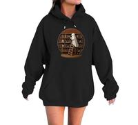 Women's Hoodie Halloween Graphic Casual Long Sleeve Sweatshirt Cozy Loungewear for Winter Comfortable Top Soft Blend Pullover Women Glitter, black, XL