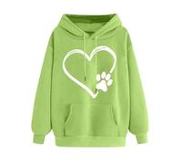 Women's Hoodie Heart Love Print Pullover Sweatshirt with Pocket Casual Loose-Fit Long Sleeve Tops Comfortable Soft Sports Hooded Sweatshirts 2025 Sale Clearance My Orders Your Order Green