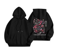 Women's Hoodie Japanese Pattern Print On The Back Hoodies Women Sport Casual Sweatshirts Oversized Pullover Breathable Sweatshirts Sweatshirts Long Sleeve Hoodie Autumn Winter Warm, #01-black, L