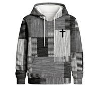 Women's Hoodie with Abstract Patchwork Pattern and Cross - Christian Style Hoodie | Casual Sweatshirt with Graphic Design, style_a01 black, XL