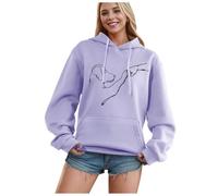Women's Hoodie with Print Long Sleeves for Stylish Casual Fashion Comfortable Various Activities in Daily Life, purple, L