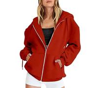 Women's Hoodie with Zip Sport, Oversized Hooded Sweatshirt with Pocket Coat Casual Coats Long Sleeve Jacket Sports Clothing Casual Tracksuit Loose Loungewear Lightweight Top, Z3-Orange, XXL