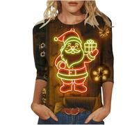 womens hoodies,Christmas Jumpers for Women 3/4 Sleeve Red Wine Glass Graphic Tops Crewneck Tunic Blouse Trendy Loose Fit Pullover Shirts Classic Fall Winter women's clothing Green XL