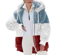 Womens Hoodies Coats Winter Warm Lined Jacket Full Zip Up Hooded Sweater Fuzzy Cosy Soft Sweatshirt Long Sleeves Oversized Hoodies for Women UK Jackets (Red, XXXL)