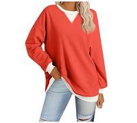 Women's Hoodies Color Block Sweatshirt Round Neck Splicing Pullover Top Long Sleeve Casual Autumn and Winter Chic Basic Top for Sports Jogging Bodybuilding Fitness Gym