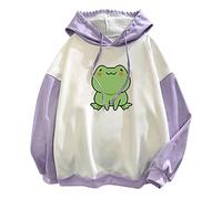 Womens Hoodies Cute Frog Print Long Sleeve Pullover Casual Loose Hooded Plain Sweatshirt Autumn Winter Oversized Soft Cosy Hoodie Round Neck Going Out Hoody Jumpers