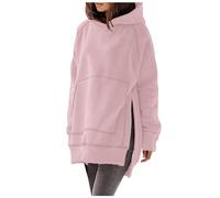 Women's Hoodies Fall Winter Oversize Hooded Sweatshirts Side Split Long Sleeve Jumpers Hoodie Round Neck Loose Workout Sweatshirt Solid Color Office Work Daily Jumpers