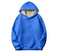 Women's Hoodies Fleece Lined Fall Winter Warm Casual Pullover Plain Black Hoodie Women Autumn Thermal Hoodie Oversized Sweatshirt Women Ladies Jumper with Pockets Plus Size S-7XL(Blue,7XL)