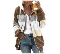 Womens Hoodies Full Zipper Hoodie Coats Winter Warm Soft Hooded Jacket Overcoat Cardigan with Pockets (Khaki, XXXL)