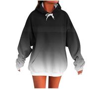 Womens Hoodies Gradient Tie Dye Casual Long Sleeve Pullover Sweatshirt Outdoor Trendy Sport Running Ladies Sweatshirts gym hoodie women ladies hoody Black S