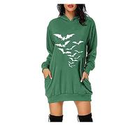 Women's Hoodies Halloween Print Long Sleeve Soft Medium Winter Sweatshirt Dress Colla Pullover Sweatshirts Women (Green, XXL)