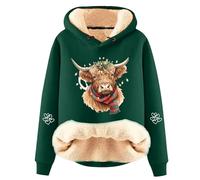 Womens Hoodies Highland Cow Hoodie Fleece Sherpa Lined Thick Casual Sweatshirt Winter Warm Pullover 2026 New Highland Cow Hoodie Sweatshirt Women Highland Cow Gifts Christmas