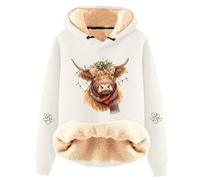 Womens Hoodies Highland Cow Hoodie Fleece Sherpa Lined Thick Casual Sweatshirt Winter Warm Pullover 2026 New Highland Cow Hoodie Sweatshirt Women Highland Cow Gifts Christmas