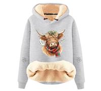 Womens Hoodies Highland Cow Hoodie Fleece Sherpa Lined Thick Casual Sweatshirt Winter Warm Pullover 2026 New Highland Cow Hoodie Sweatshirt Women Highland Cow Gifts Christmas