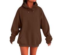 women's hoodies,Hoodies for Women UK Oversized Sweatshirts Hooded Long Sleeve Shirts Cute Loose Y2K Clothes Fall Hoody Pullover Top Holiday Festival Wear Activewear, Coffee XS