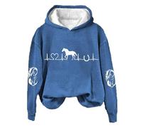 Women's Hoodies Horse Heartbeat Horse Lover Casual Sweatshirts Long Sleeve Plain Pullover Antipill Stretchable Womens Hoody Blouse Loose Comfortable Lightweight Hoodies for Women Plus Size New Blue