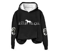 Women's Hoodies Horse Heartbeat Horse Lover Casual Sweatshirts Long Sleeve Plain Pullover Antipill Stretchable Womens Hoody Blouse Loose Comfortable Lightweight Hoodies for Women Plus Size New Black