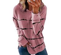 Women's Hoodies Lightweight Comfy Pullover Tops Loose Long Sleeve Crewneck Hooded Jumpers Striped Color Block Sweatshirts Going Out Workout Comfort Activewear UK Size