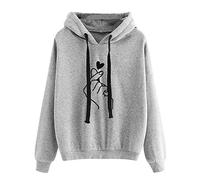 Women'S Hoodies Long Sleeve Cute Anime Heart Print Sweatshirt Soft Loose Comfort Hoodies With Drawstring Hooded Sweater Kawaii Pullover Plain Fashion Casual Graphic Jogger Jumper For Ladies Teens