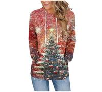 Womens Hoodies Long Sleeve Top Hoodies Casual Comply Pullover Sweatshirts with Pockets Christmas Hoodie Women Ugly Christmas Sweatshirt Oversized Funny Xmas Casual Long Sleeve Xmas Jumper XXL