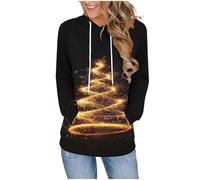 Womens Hoodies Long Sleeve Top Hoodies Casual Comply Pullover Sweatshirts with Pockets Christmas Hoodie Women Ugly Christmas Sweatshirt Oversized Funny Xmas Casual Long Sleeve Xmas Jumper M