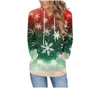 Womens Hoodies Long Sleeve Top Hoodies Casual Comply Pullover Sweatshirts with Pockets Christmas Hoodie Women Ugly Christmas Sweatshirt Oversized Funny Xmas Casual Long Sleeve Xmas Jumper S