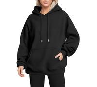 Women's Hoodies Oversized Casual Hooded Pullover Sweatshirts Solid Color Long Sleeve Plain Blouse Tops Soft Thick Hoodies Sweatshirts Essential Ladies North Face Jacket Sale Black
