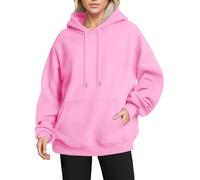 Women's Hoodies Oversized Casual Hooded Pullover Sweatshirts Solid Color Long Sleeve Plain Blouse Tops Soft Thick Hoodies Sweatshirts Essential My Orders Lightning Deals Today Pink