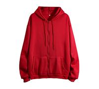 Women's Hoodies Oversized, Zip Up Hoodies Lightweight Sweatshirt Casual Long Sleeve Drawstring Preppy Sports Jacket Plain Oversized Sweatshirts Warm Basic Sweatshirt with Pockets (Red, S)