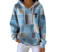 Womens Hoodies Plus Size,Women's Cross Patchwork Hoodies Stylish Colorful Hooded Sweatshirts Autumn Winter Checkered Printing Going Out Pullover Tops Long Sleeve Loose Comfort Casual Hoodie Clothes