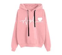 Womens Hoodies Pullover Blanket Hoodie Jumpers 16Th Birthday Gifts Girl Activities Women's Premium Love Print Hoodie Sweatshirt Drawstring Thick Slouchy Blouse Top Bargains of The Day Sale