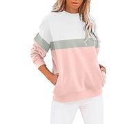 Womens Hoodies Size 14 My Orders Uk New Home Gifts Evening Women's Round Neck Colorblock Sweatshirt Long Sleeves Casual Pullover Cute Lightweight Loose Tops (Pink-1, M) Sale Clearance