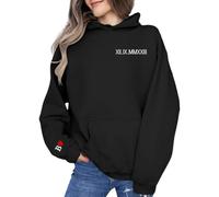 Women's Hoodies Size 18 Graphic Matching Custom Embroidered Roman Numeral Sweatshirt Couple Shirt Initial On Sleeve Anniversary Year Personalized Date Hoodie Valentines Day Festival Essentials Jumper