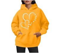 Womens Hoodies,Sweatshirt for Women UK Long Sleeve Hearts Graphic Hooded Jumpers with Pockets Casual Loose Fit Autumn Winter Warm Pullover Tops Sports Drawstring Hoody Sweatshirt