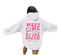 Women'S Hoodies Sweatshirts For Women Uk Oversized Long Sleeves Palm Puff Hoodie Back Printed Pullover With Front Pocket Outerwear Loose Fit Baggy Blouse Comfortable Fabric Cute Hoodie Girls White