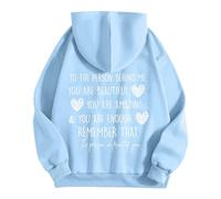Women's Hoodies Sweatshirts Hooded Jacket Women's Dear Person Behind Me Remember That Mental Health Hoodie (Light Blue, M)