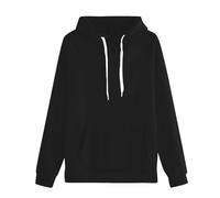 Womens Hoodies Sweatshirts Long Sleeve Tops Oversized Women Plain Hoodie Long Sleeve Solid Color Hoodies Autumn Winter Classic Hooded Sweatshirts Ladies Casual Loose Pullover Tops With Pocket Black