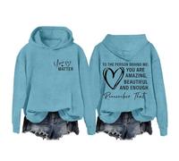 Women's Hoodies to The Person Behind Me Long Sleeve Pullover Tops You are Amazing Enough Hoodie Ladies Autumn Winter Casual Sweatshirts with Pockets Sky Blue