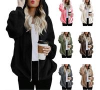 Womens Hoodies Warm Fashion Solid Ladies Sweatshirts Coats Long Sleeve Zipper Hooded Sweater Oversized Airplane Women's Hoodies Soft Casual Plus Size Women's Coats Winter Jackets for Women UK