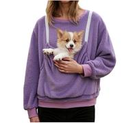Women's Hoodies with Pouch Funny Sweatshirts with Cat Pocket Dog Puppy Drawstring Long Sleeve Winter Warm Fuzzy Fleece Pullover Cute Pet Holder Long Sleeve Tops for Pet Lover (Purple-c, M)