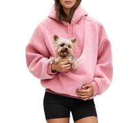 Women's Hoodies with Pouch Funny Sweatshirts with Cat Pocket Dog Puppy Drawstring Long Sleeve Winter Warm Fuzzy Fleece Pullover Cute Pet Holder Long Sleeve Tops for Pet Lover (XXL)