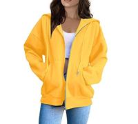 Women's Hoodies, Women's Long Sleeve Sweatshirts Soft Comfortable Casual Hooded Jackets with Pockets Oversized Zip Up Hoodies 30th Birthday Gifts for Women,Yellow,S,U96K