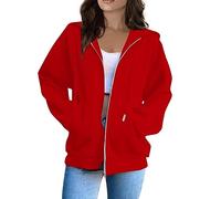 Womens Hoodies, Womens Zip Hoodies Warm Zipped Hoodie Ladies Plain Hoodie Winter Warm Fleece Lined Zip Up Jacket Sweatshirt Activewear Jumper 30th Birthday Gifts for Women,Red,S,U78K