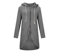 Womens Hoodies Zipper Long Hoodie Casual Long Sleeves Hooded Cardigans Outwear Oversized Drawstring Longline Overcoat Soft Stretchable Loose Solid Color Jackets Coats