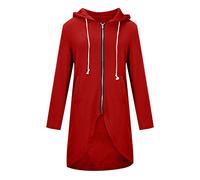 Womens Hoodies Zipper Long Hoodie Casual Long Sleeves Hooded Cardigans Outwear Oversized Drawstring Longline Overcoat Soft Stretchable Loose Solid Color Jackets Coats