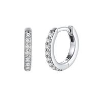 Womens Hoop Earrings 925 Sterling Silver CZ Huggies Hoops Lightweight Earring 8mm Shiny Silver Earrings for Mom Grandma